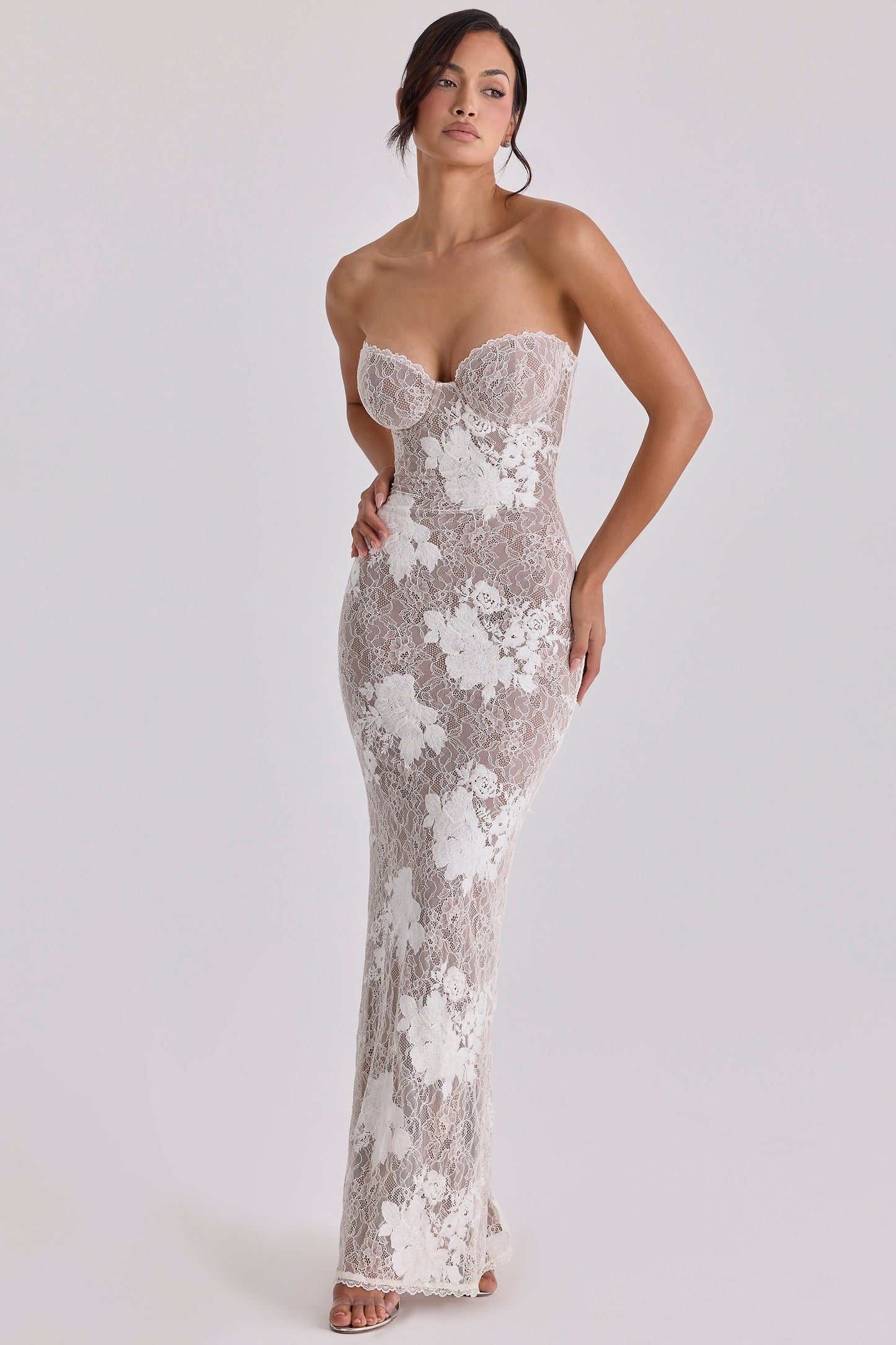 ivory embroidered lace maxi dress - limited edition