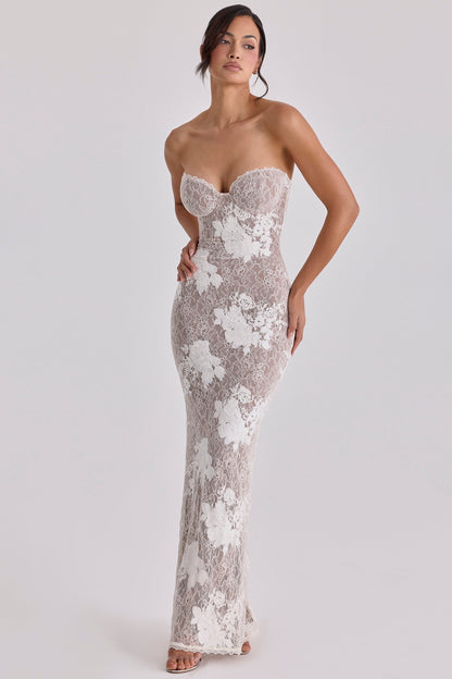 ivory embroidered lace maxi dress - limited edition