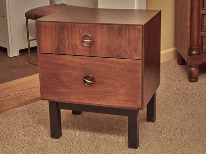 Bassett MCM Formica Laminated 2 Drawer Nightstand