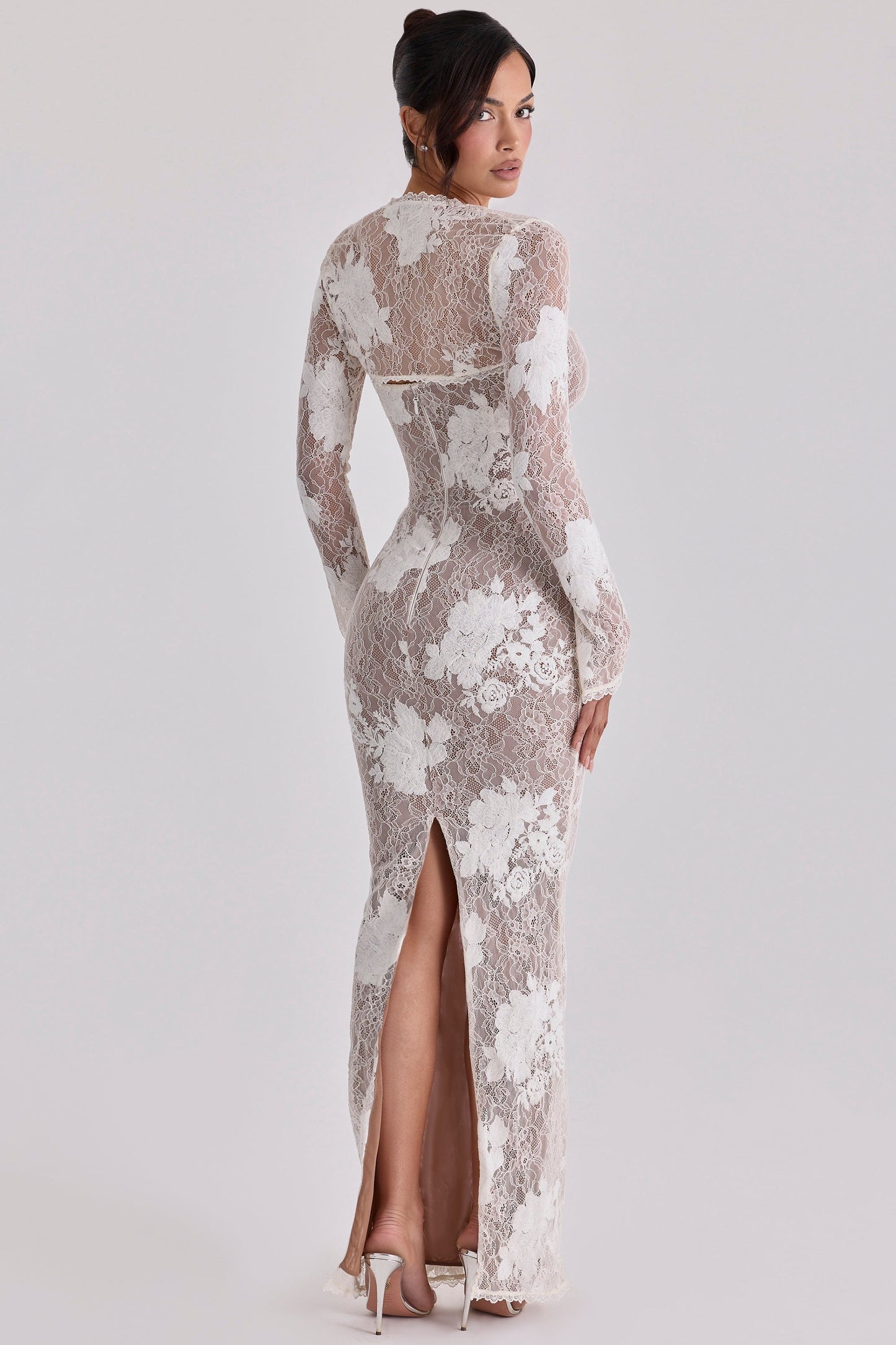ivory embroidered lace maxi dress - limited edition