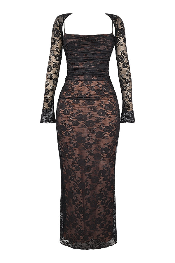 black lace maxi dress