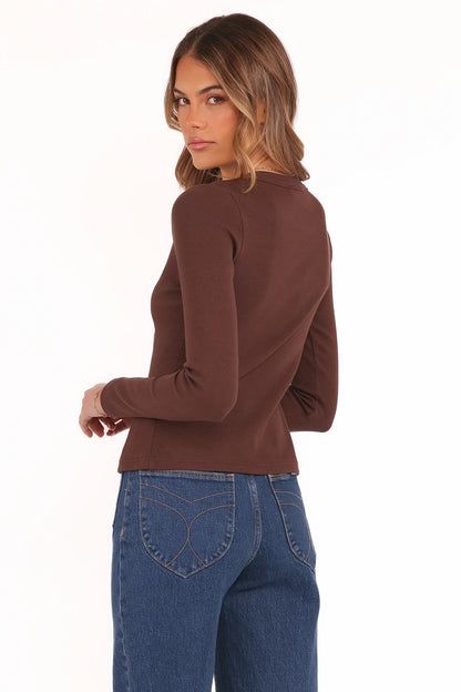 Cass Long Sleeve Top - Chocolate Brown