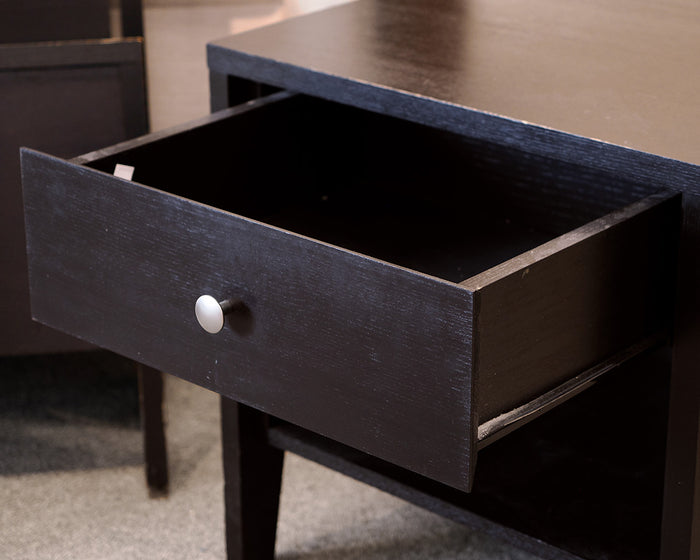 Black Distressed One Drawer Nightstand