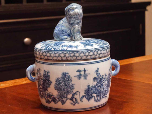Blue & White Chinoiserie Candy Jar