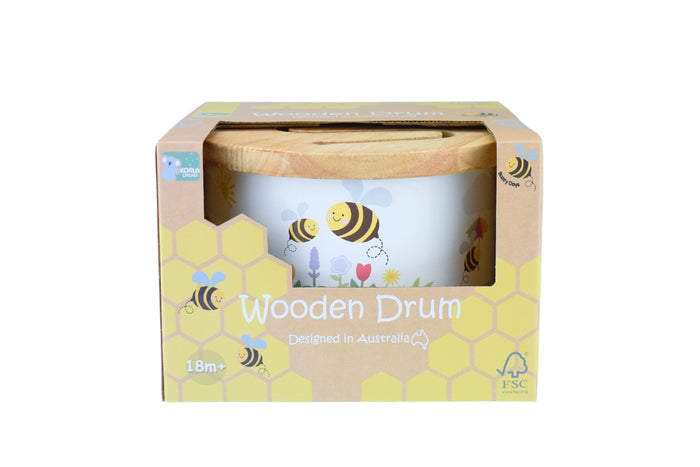 Buzzy Days Bee Wooden Drum (DAMAGED PACKAGING)