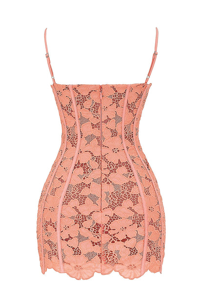 sorbet embroidered floral lace mini dress