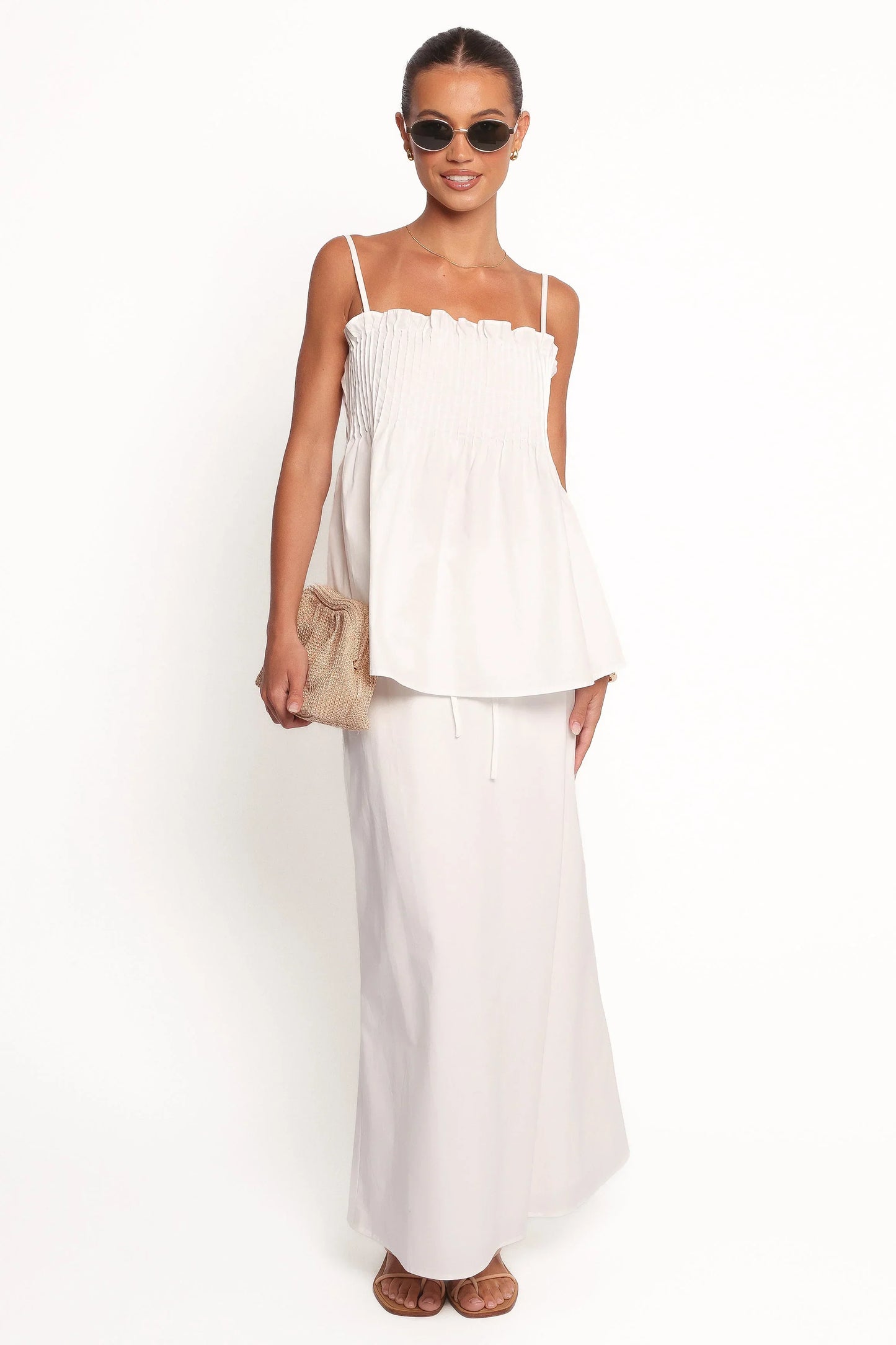 Carson Pleated Top - White