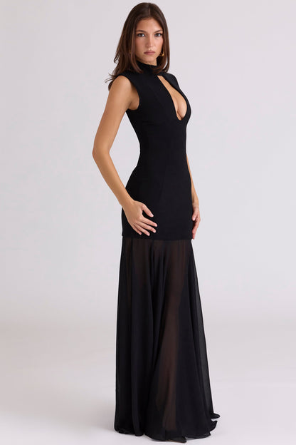 black keyhole maxi dress