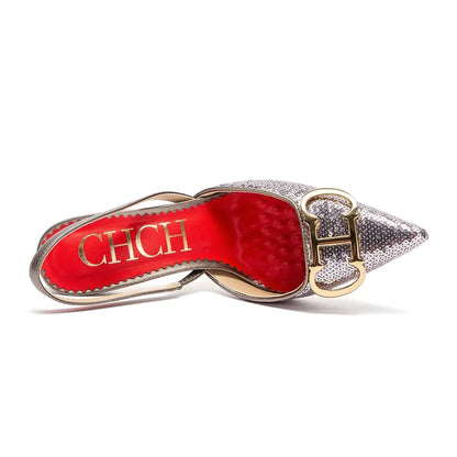 CH Logo Signature Slingback Pumps Inspired By Valentino