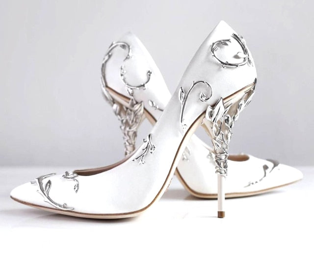 Clearance -  Classic Eden Leaf Bridal High Heel Pumps