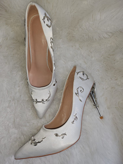 Clearance -  Classic Eden Leaf Bridal High Heel Pumps