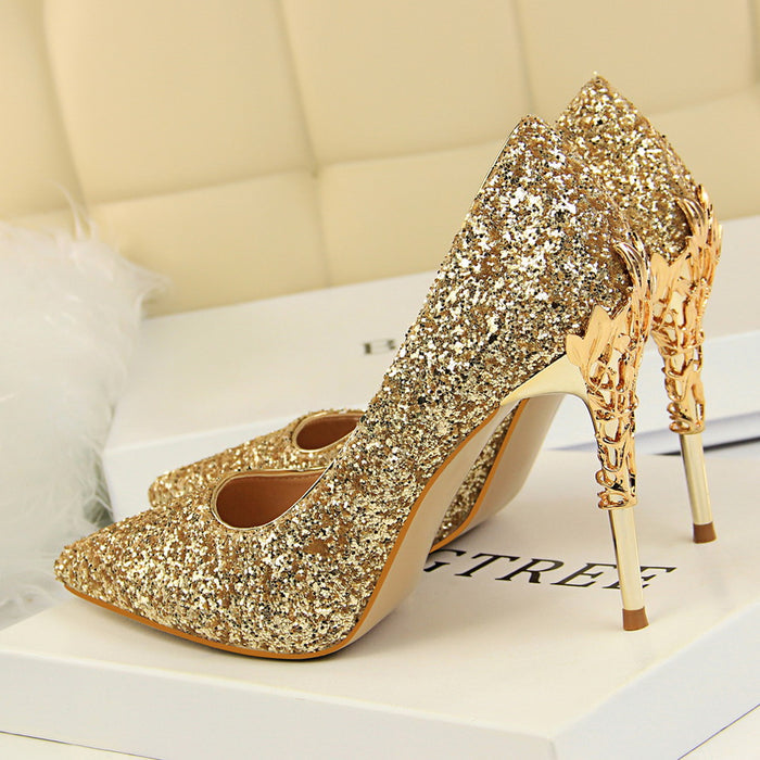 Clearance  - Eden Leaf Glitter High Heel Stiletto Pumps