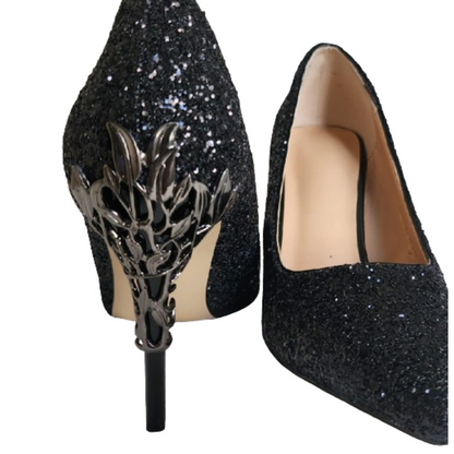 Clearance - Eden Leaf Glitter High Heel Stiletto Pumps