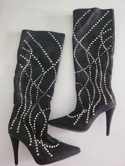 Clearance - Spiked "Astrilarge Botta Pika" Knee High Stiletto Boot Inspired By Christian Louboutin