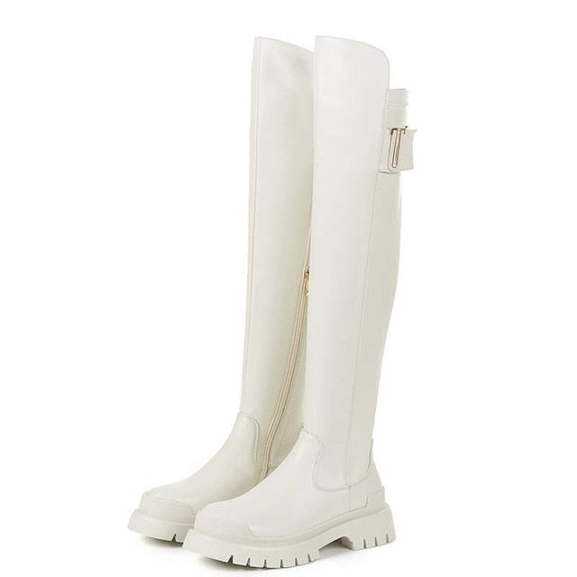 Clearance -Over The Knee Side Zip Up Boots