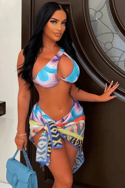 Oasis Bikini Set w/Wrap Blue Multicolored