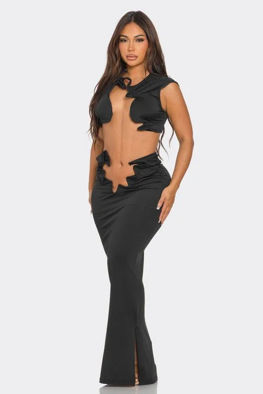 Soul Mate Cutout Skirt Set (Black)