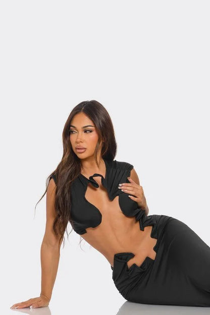 Soul Mate Cutout Skirt Set (Black)