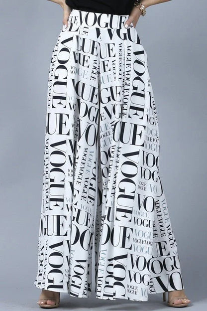 Vogue Print White Palazzo Pants