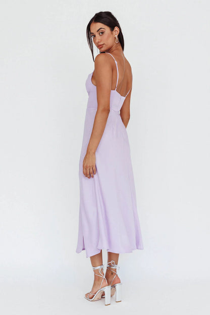 Suki Front Split Midi Dress Lilac