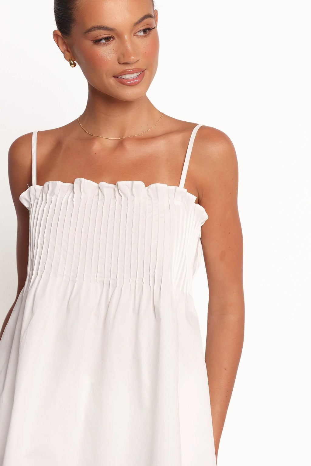 Carson Pleated Top - White