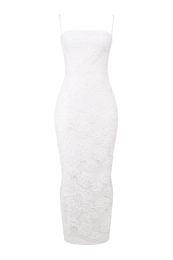 white floral lace maxi dress