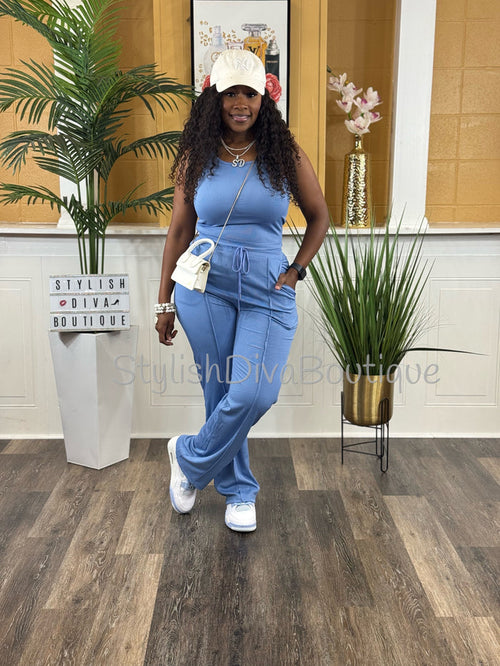 Day to Day Cropped Set (Blue)