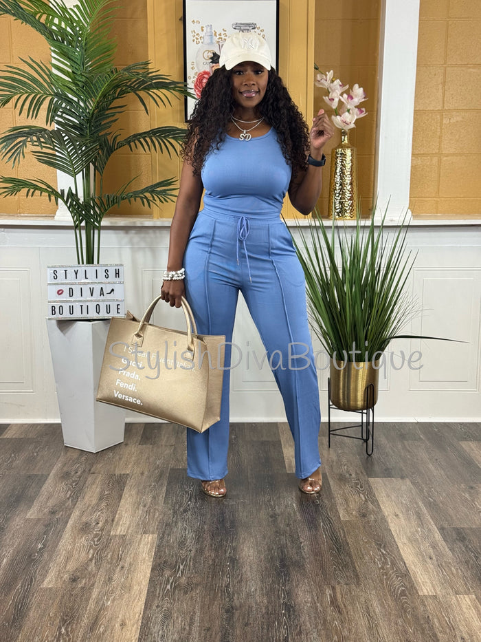 Day to Day Cropped Set (Blue)