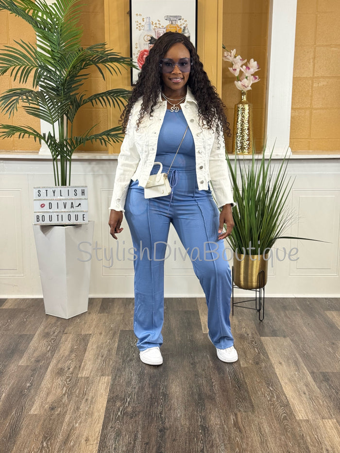 Day to Day Cropped Set (Blue)