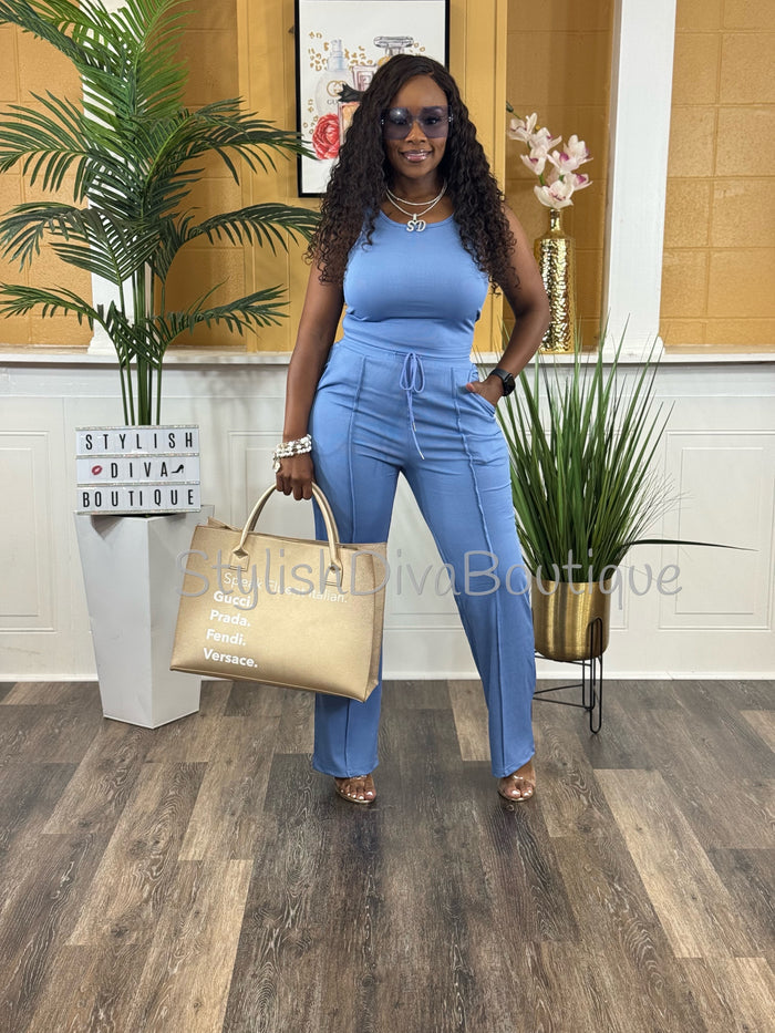 Day to Day Cropped Set (Blue)