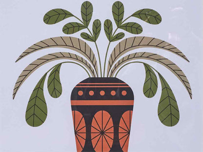 Distressed Black Framed Foliage In Vase Print Under Glass