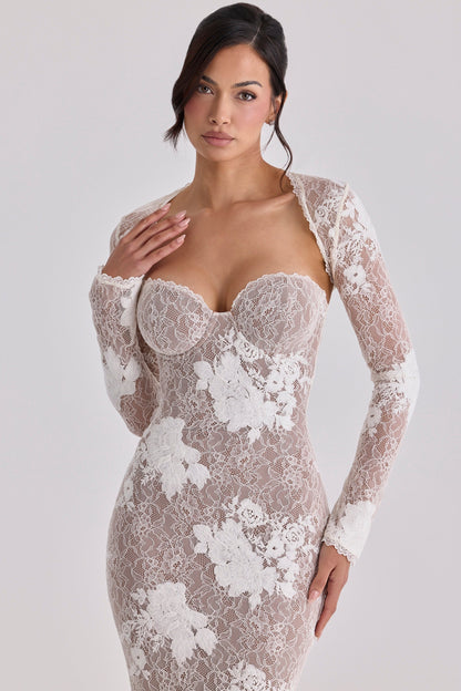 ivory embroidered lace maxi dress - limited edition