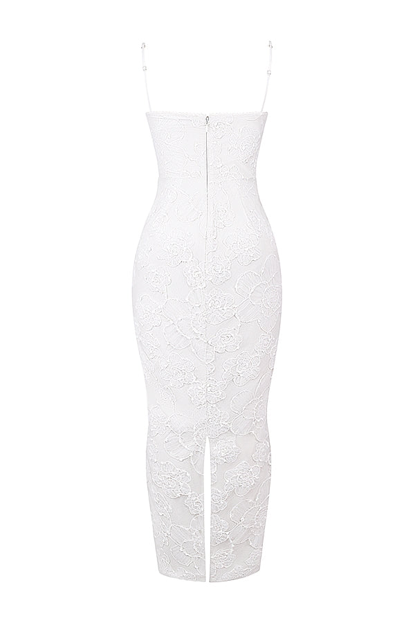 white floral lace maxi dress