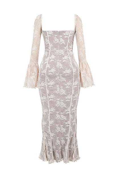 vintage cream lace maxi dress