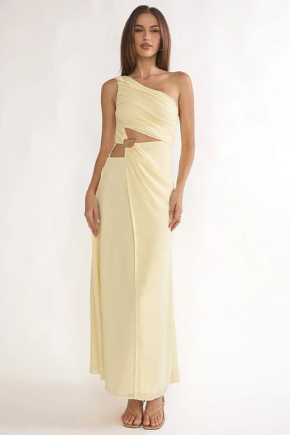 Ivora One-Shoulder Cut-Out Waist Maxi Dress Butter