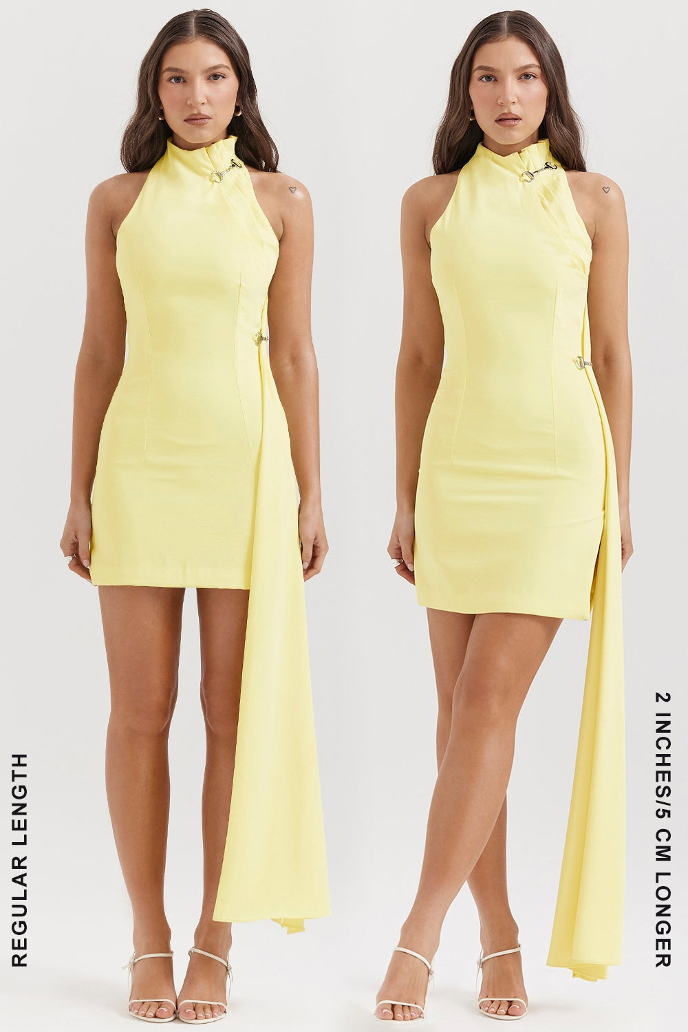 lemon halter mini dress