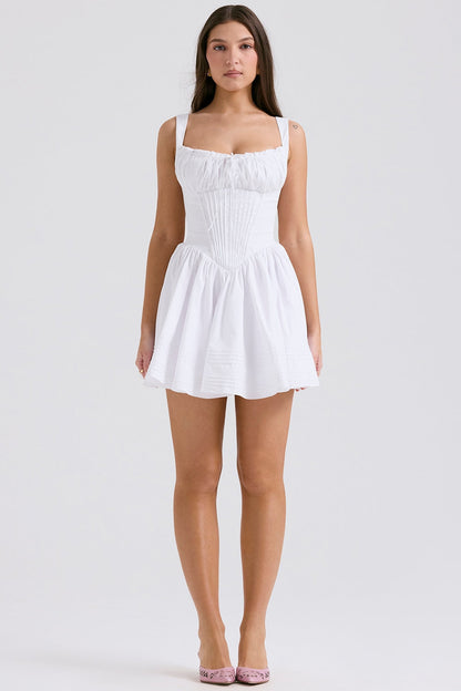 white cotton mini dress