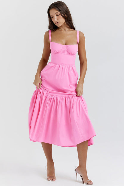 french pink midi sundress
