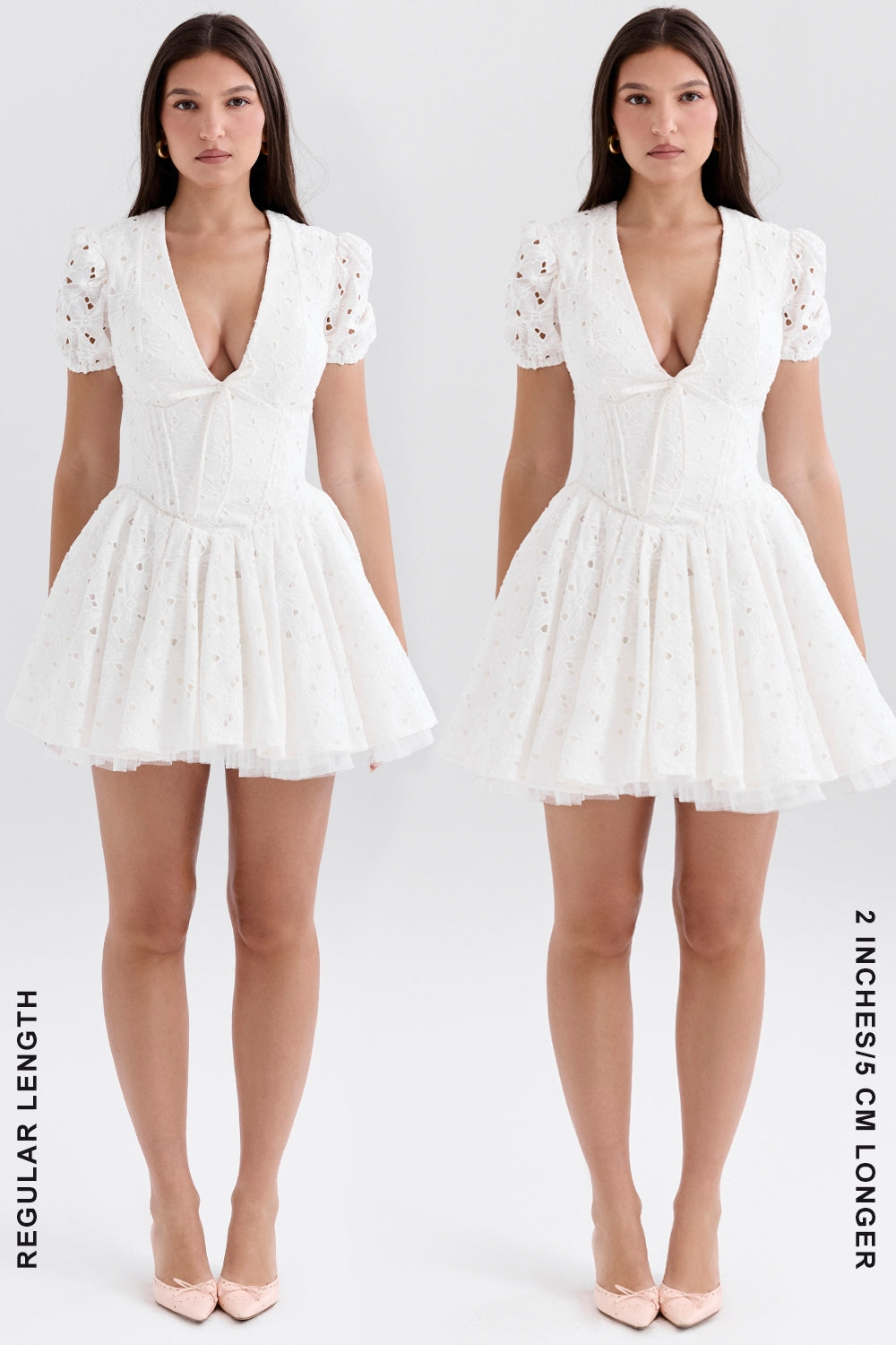 white pleated broderie anglais mini dress