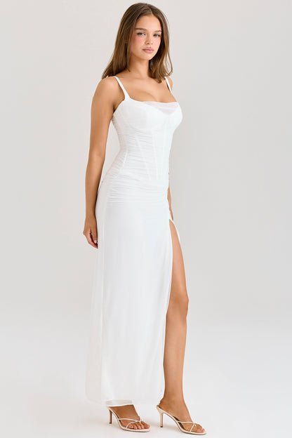 white mesh maxi dress