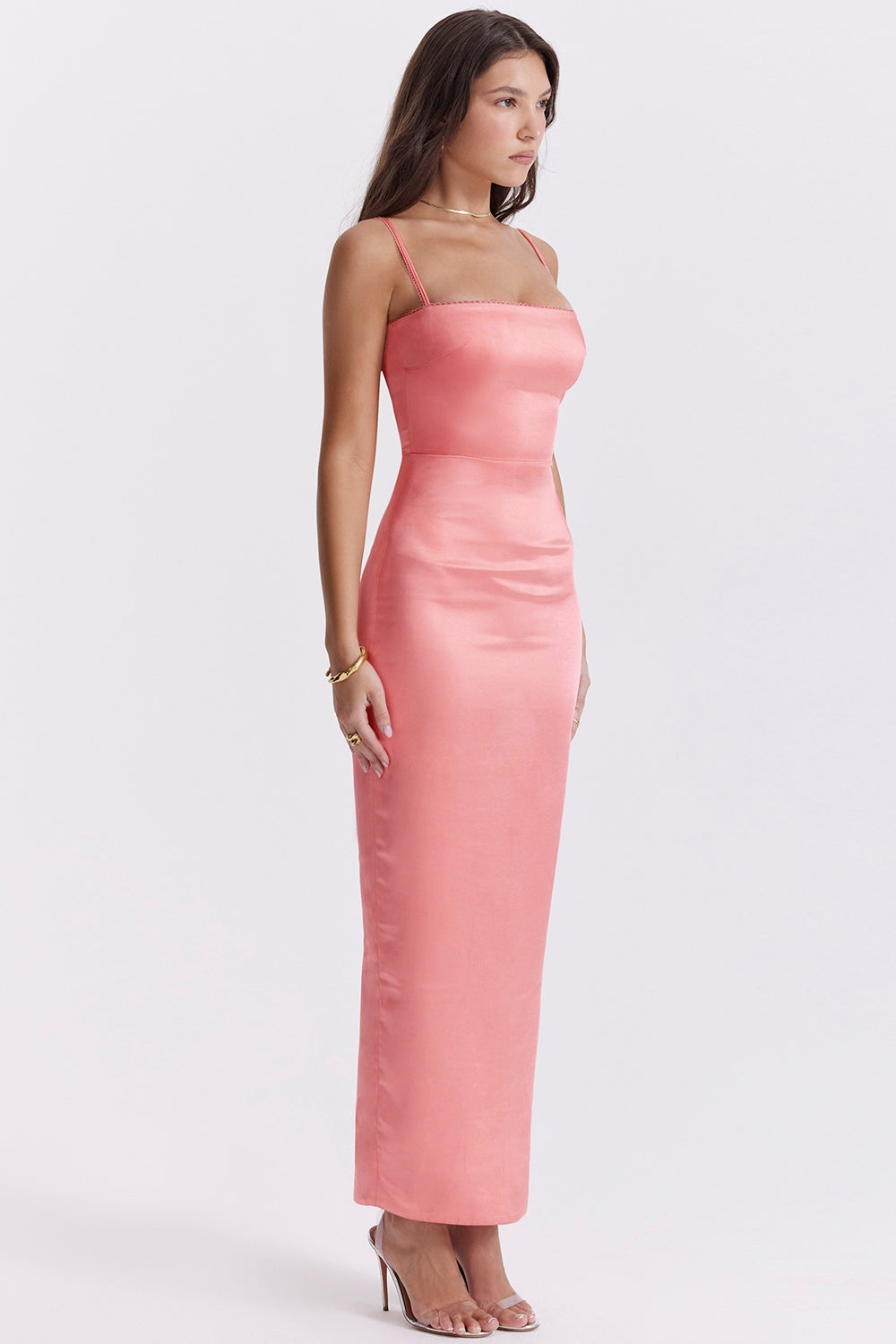 bright peach maxi dress