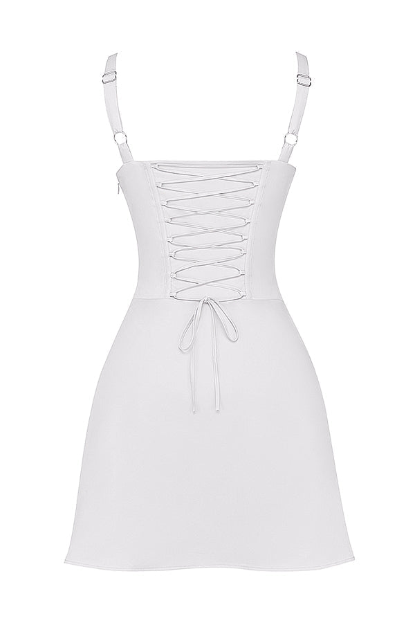 white corset mini dress