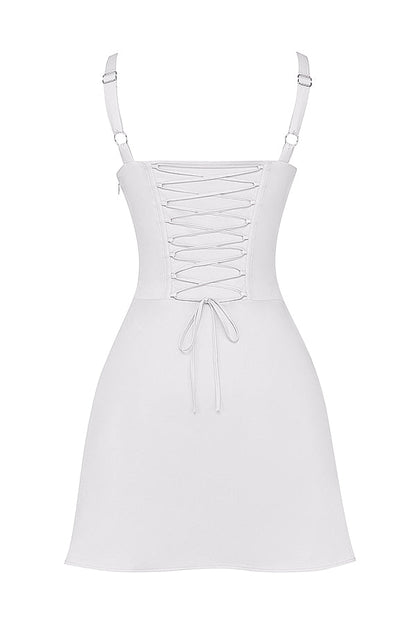 white corset mini dress
