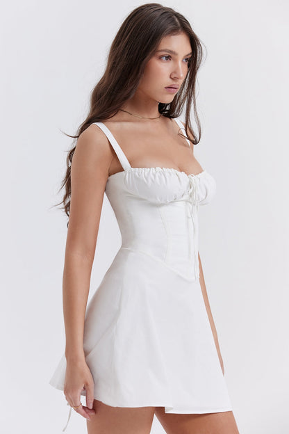 white corset mini dress