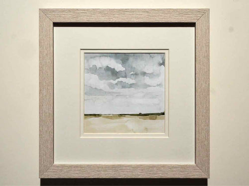 'Field After Rain I' Watercolor Print In White Frame
