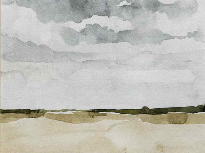 'Field After Rain I' Watercolor Print In White Frame