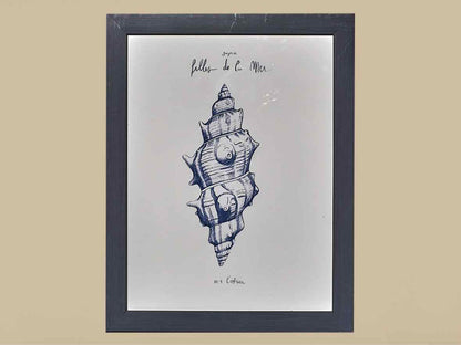 'Filles De La Mer III' Navy Finish Frame Print