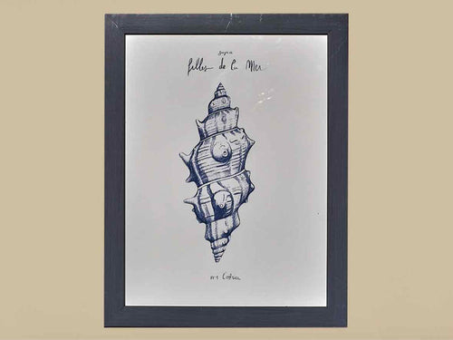 'Filles De La Mer III' Navy Finish Frame Print