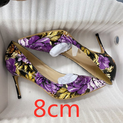 Floral Thin High Heels Pumps