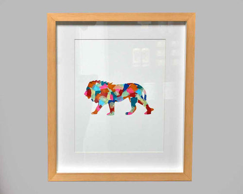 Framed hand painting: Mosaic Animals: 2/4